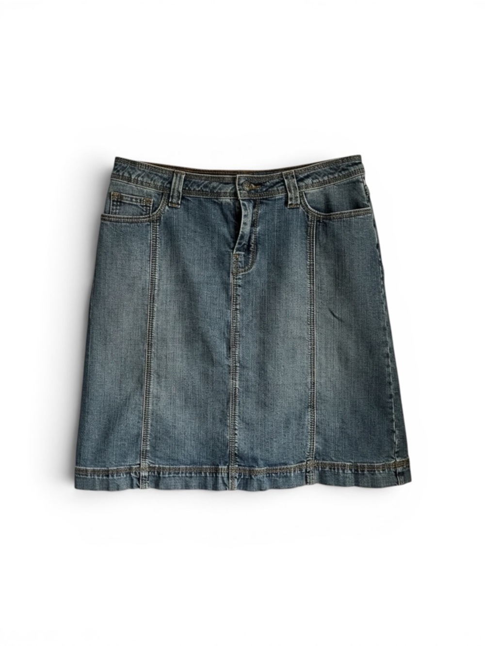 CAbi Mid-Rise Denim A-Line Skirt - Medium Classic Wash - Y2K | Size 6